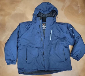 3x Free Country blaue schwere gefütterte Herrenjacke mit abnehmbarer Kapuze - Bild 1 von 4
