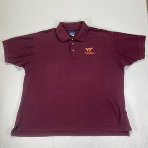 Vintage Old Varsity Brand Virginia Tech Hokies Polo Shirt Mens XL Maroon NCAA - Picture 1 of 8