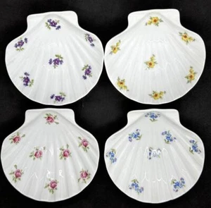 LIMOGES - SHELL DISHES / SET OF 4 - FLOWERS - EXCELLENT - Picture 1 of 1