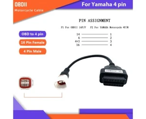 16pin to 4 pin OBDII Diagnostics Connector adapter cable for Yamaha Motorcycles - Picture 1 of 1
