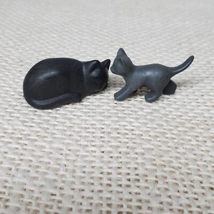 Playmobil Mini Black Mom Cat With Kitten Playing - Picture 1 of 4