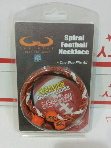 Oklahoma State OSU Cowboys Classic Spiral Football Necklace Jewelry Leather New Cover
