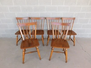 Ethan Allen Heirloom Nutmeg Windsor Style Side Chairs - Set of 6 - Picture 1 of 17