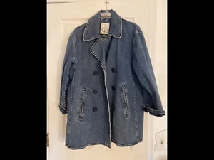 Vintage Lauren Ralph Lauren Womens Small Double Breasted Pea Coat Denim - Picture 1 of 4