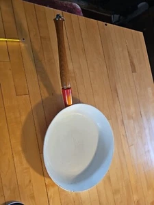 Vintage Descoware Belgium  11" Skillet Orange Flame Wooden Handle  - Picture 1 of 13