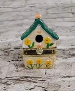 Vintage PHB Bird House Flower Pattern Hinged Trinket Box *NO CHARM* - Picture 1 of 5