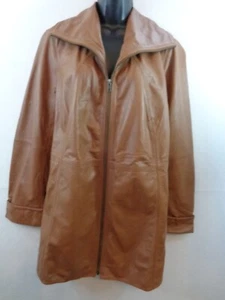 Roamans Jacket Women's 14W Brown Genuine Leather Lined New With Tags - Picture 1 of 12