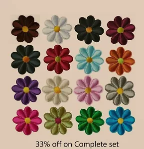 Gänseblümchen Blume bestickt Patch Nähen Bügeln auf Patches Abzeichen für Kleidung 4 cm x 4 cm - Bild 1 von 14