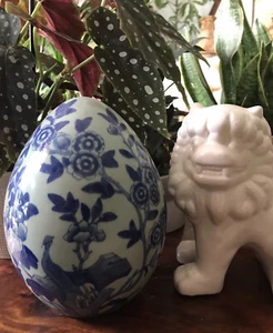 CHINOISERIE blau & weiß GROSSES EI 8,5" GROSS Vintage Bombay 💙🤍 - Bild 1 von 14