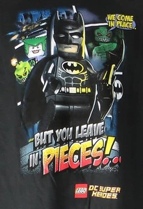Lego Batman Boys T-Shirt We Come in Peace New DC Super Heroes 14 Black - Picture 1 of 3