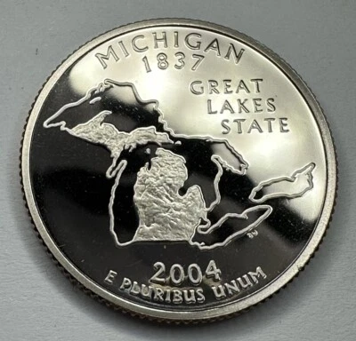 2004-S Michigan State Quarter PROOF 25cent Coin from US Mint Proof Set - Image 1 of 4
