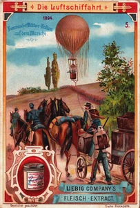Victorian Trade Card Liebig aviación 1894 mil. Postal Globo Vintage L1 - Imagen 1 de 2
