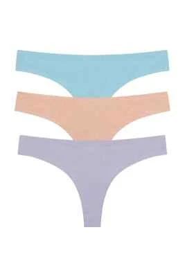 NWT! 3 Pack Honeydew Women's Sz L Shay Thong Panties Underwear Pastel Heather - Image 1 of 4