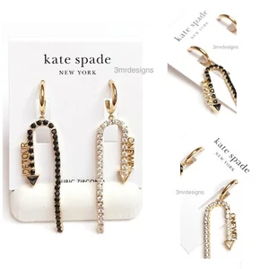 NWT Kate Spade NEW YORK MINUTE 12-K Plated CZ Crystals Mismatched Drop Earrings - Picture 1 of 11