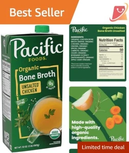 USDA-Certified Organic Chicken Bone Broth, Unsalted - 32 oz for Recipes & Sips - Picture 1 of 7