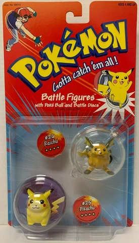 HASBRO POKEMON BATTLE FIGURE WITH POKEBALL AND BATTLE DISC PIKACHU, RAICHU NEW Cover