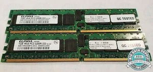 Elpida, 1GB PC2-3200 DDR2 DIMM RAM, P/N EBE10RD4ABFA-4AE (LOT OF 2) - Picture 1 of 3