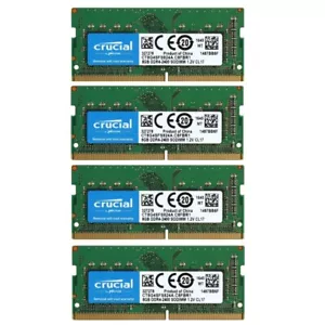 Crucial 32GB 4X8GB DDR4 2400MHz PC4-19200 Laptop SODIMM Memory Ram CT8G4SFS824A - Picture 1 of 6