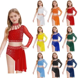 Girl Lyrical Dance Dress Latin Jazz Dance Costume Dancewear Ballet Leotards - Picture 1 of 95