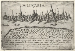 Antique Map "Wismaria" (Wismar - Germany) Francesco Valegio-D.Rascicotti, c.1598 - Picture 1 of 2