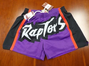 WOMEN'S MITCHELL & NESS NBA HWC TORONTO RAPTORS BIG FACE PURPLE SHORTS SIZE L - Picture 1 of 3