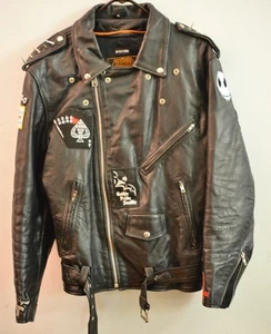 Milwaukee Leather Classic Side Lace Style Motorcycle Jacket XL Spikes Custom Art - Picture 1 of 8