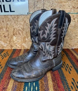 Ariat Women Cowboy Boots Used 7.5 B Heritage Stockman Brown Leather 29427 - Picture 1 of 21