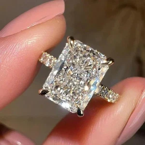 3.00 Ct Radiant-Cut F/VS1 Lab Grown Diamond Engagement Ring 14k Yellow Gold - Picture 1 of 7