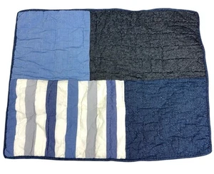Pottery Barn Kids Wilder Patchwork Pillow Case Sham Blue Gray White Cotton 20x26 - Picture 1 of 4