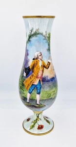 FINE ANTIQUE FRENCH LIMOGES GUILLOCHE ENAMEL HAND PAINTED VASE c1900 - Picture 1 of 11