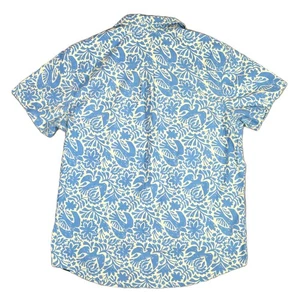 prAna Broderick Otomi Floral Blue Shirt Men’s M Short Sleeve Button Up Casual - Picture 1 of 7