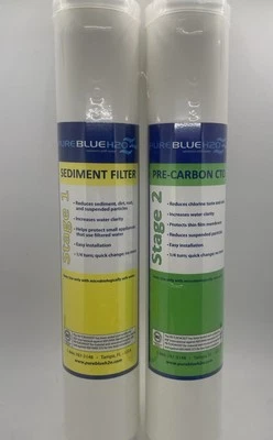 Pure Blue H20 Stage 1 Sediment (Yellow) & Stage 2 Pre-Carbon CTO (Green)  SEALED - Image 1 of 3