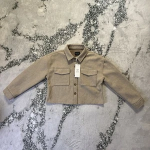 Love Tree Shacket Womens Size L Tan Chic Style Cropped Long Sleeve Jacket - Picture 1 of 9