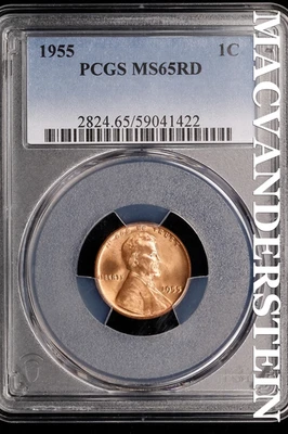 1955 Lincoln Wheat Cent - PCGS MS65RD - Scarce  No Reserve  #SLJ141 - Image 1 of 2