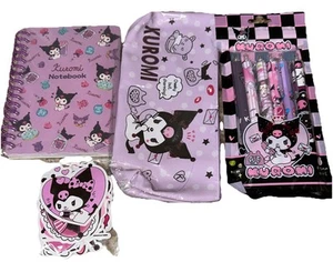 Sanrio Kuromi Bundle - Notebook, Pens, Pencil Bag And Stickers - Picture 1 of 4