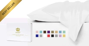 Crown Set of 2 Mulberry Silk Standard Pillowcases (White) - Picture 1 of 12