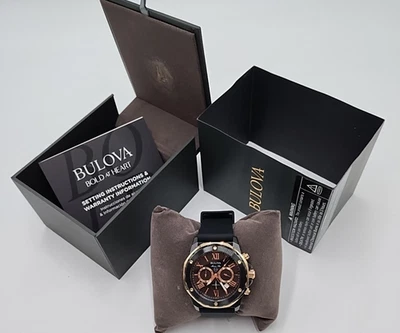 Bulova Men's Marine Star 98B278 Black Dial Silicone Strap Watch (Z2-C5) - Image 1 of 4