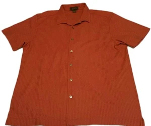 Camisa Tasso Elba Para Hombres Botón Frontal XL Manga Corta Algodón Pima Naranja - Imagen 1 de 5