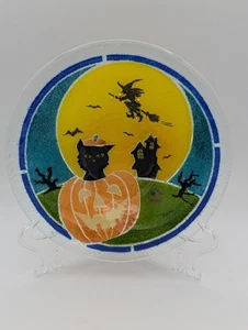 Peggy Karr Fused Glass Decorative  Collector Bowl Halloween Pattern Signed - Picture 1 of 8