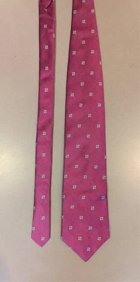 Винтажный шелковый галстук Chatham Ltd пурпурно-розовый с ретро маленьким геоузором 3,5 x 57 дюймов - Изображение 1 из 4