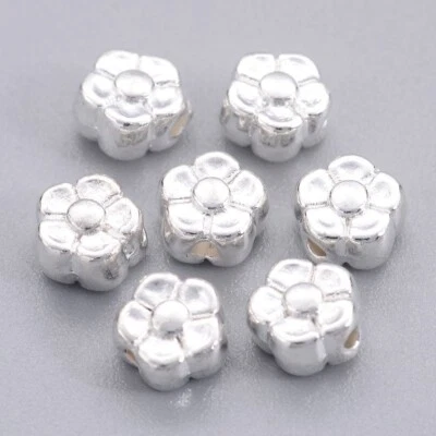 Silver Plated Spacer Beads Small Flower Shape 5mm Diameter 50pcs - Image 1 of 2