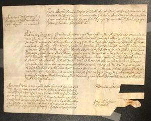 Genuine English manuscript land document dated 1689 on vellum. - Picture 1 of 4