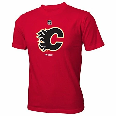NHL Calgary Flames Boys 8-20 Primary Logo Short Sleeve Tee, Red, Medium(10/12) Cover