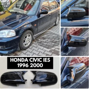 For Honda Civic 1996-2000 Batman Bat Wing Mirror Cover Piano Black Plastic Pair - Bild 1 von 11