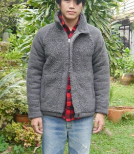 Sun68 Gray Deep Pile Fleece 2 Way Zip Jacket Sz M - Picture 1 of 14