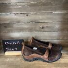 Womens Merrell Plaza Bandeau Brown Suede Mary Jane Flats Shoes Size 7 M GUC
