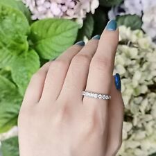 Wuziwen Stackable Ring Band Wedding Anniversary Band for Women White Gold Finish