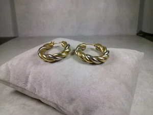 D38-40/  Ohrringe Gelbgold/Weißgold 585 / 14K  Creolen Kordeloptik - Bild 1 von 5