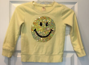 OshKosh B'Gosh Girl's, Flip Sequins Sweatshirt "SMILEY FACE" Pullover Sz 4/5