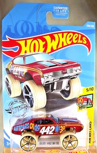 2019 Hot Wheels #240 HW Art Cars 5/10 OLDS 442 W-30 Maroon w/White Whls Blue OH5 - Picture 1 of 5